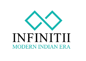 Teal geometric logo above the text "MODERN INDIAN ERA" in uppercase, on a white background.